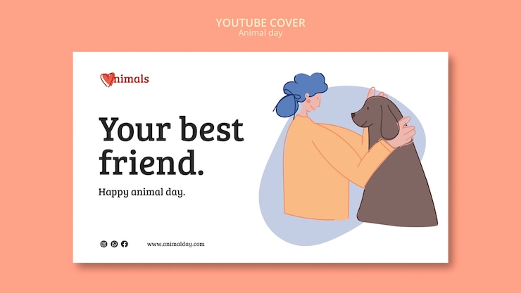 PSD gratuit modèle de couverture youtube de la journée mondiale des animaux