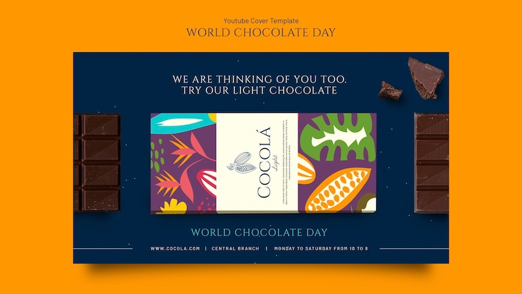 PSD gratuit modèle de couverture youtube de la journée mondiale du chocolat