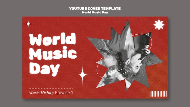 PSD gratuit modèle de couverture youtube de la journée mondiale de la musique