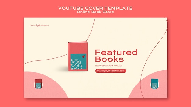 PSD gratuit modèle de couverture youtube de librairie en ligne