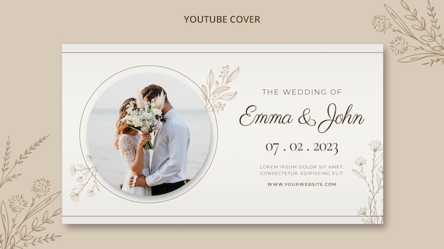 PSD gratuit modèle de couverture youtube de mariage floral