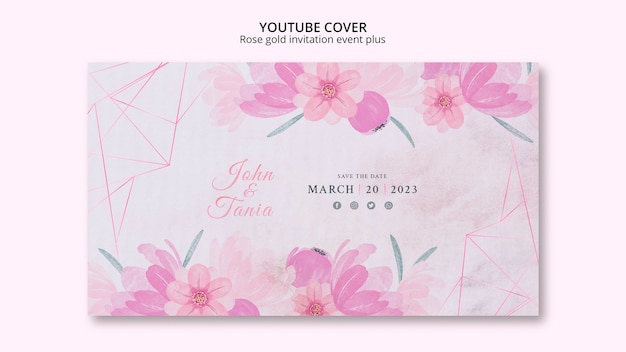 PSD gratuit modèle de couverture youtube de mariage floral