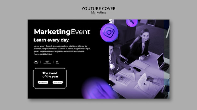 PSD gratuit modèle de couverture youtube marketing dégradé