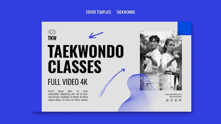 PSD gratuit modèle de couverture youtube martial traditionnel tawkwondo