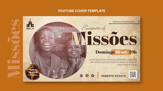 PSD gratuit modèle de couverture youtube misso design plat