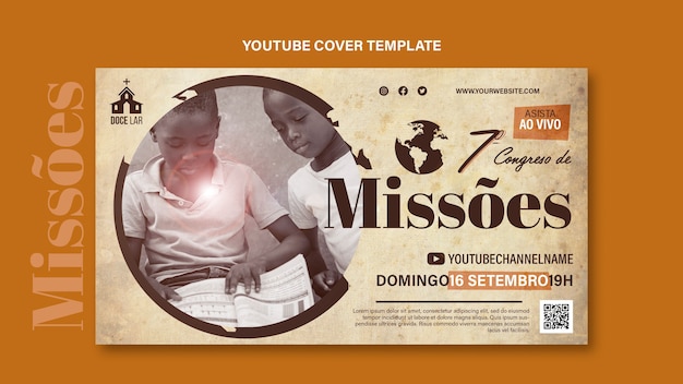 PSD gratuit modèle de couverture youtube misso design plat