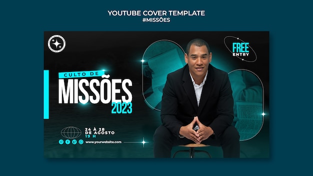 PSD gratuit le modèle de couverture de youtube de missoes