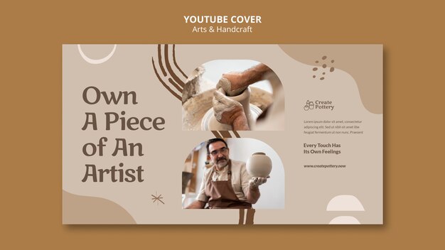 Modèle de couverture youtube pour les arts et l'artisanat