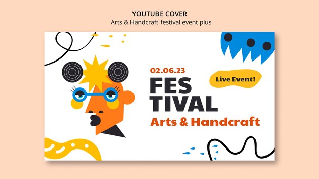 Modèle de couverture youtube pour les arts et l'artisanat