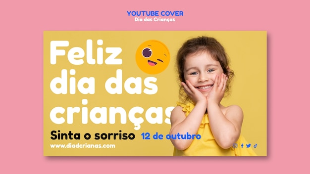 Modèle de couverture youtube pour la célébration de dia das criancas