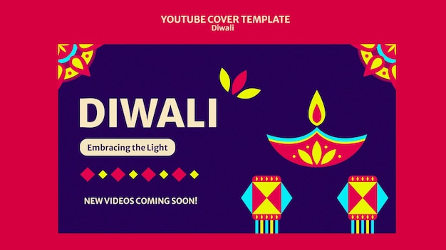 PSD gratuit modèle de couverture youtube pour la célébration de diwali