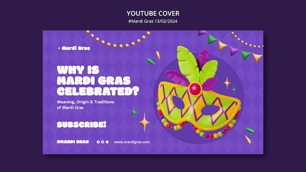 Modèle De Couverture Youtube Pour La Célébration Du Mardi Gras