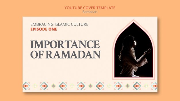 Modèle de couverture youtube pour la célébration du ramadan