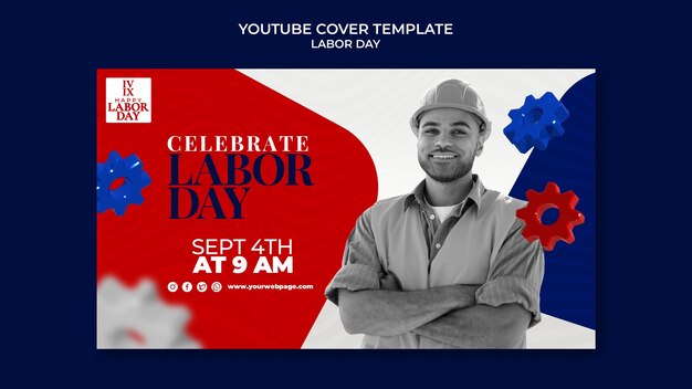 Modèle de couverture YouTube pour la célébration de la fête du Travail