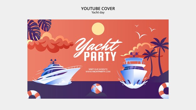 Modèle de couverture Youtube pour la célébration d'une fête de yacht de luxe