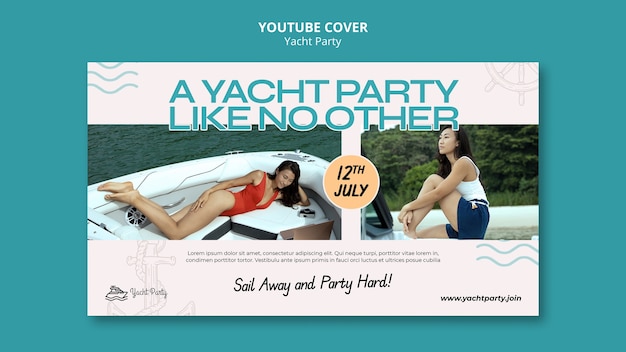 PSD gratuit modèle de couverture youtube pour la célébration d'une fête de yacht de luxe