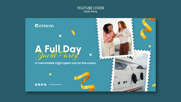 PSD gratuit modèle de couverture youtube pour la célébration d'une fête de yacht de luxe