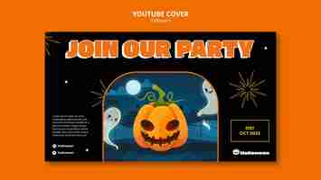 PSD gratuit modèle de couverture youtube pour la célébration d'halloween