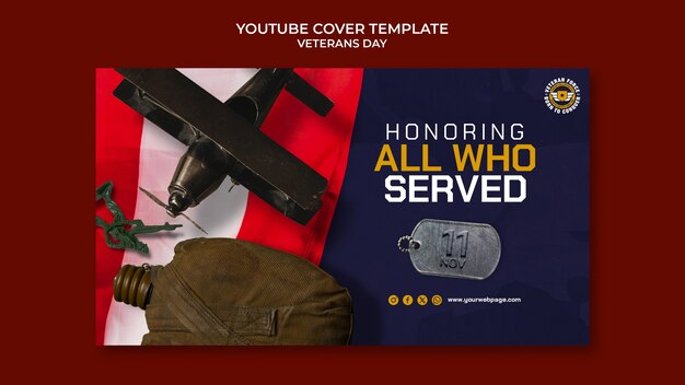 PSD gratuit modèle de couverture youtube pour la célébration de la journée des anciens combattants