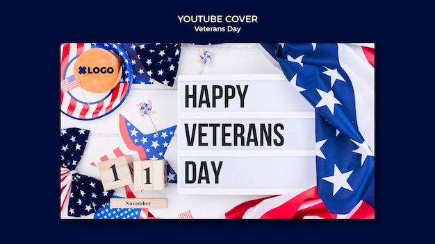 PSD gratuit modèle de couverture youtube pour la célébration de la journée des anciens combattants