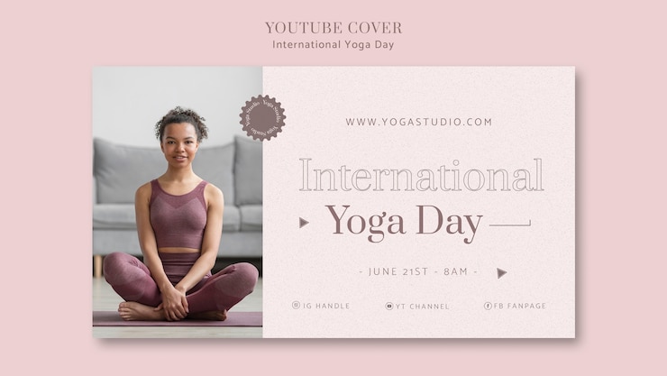 PSD gratuit modèle de couverture youtube pour la célébration de la journée internationale du yoga
