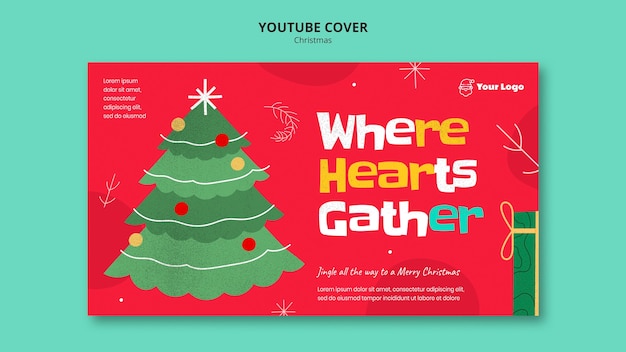 PSD gratuit modèle de couverture de youtube pour la célébration de noël