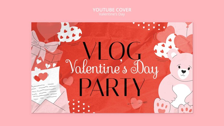 PSD gratuit modèle de couverture youtube pour la célébration de la saint-valentin