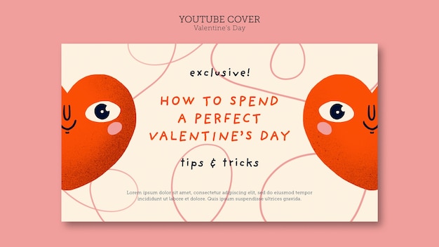 PSD gratuit modèle de couverture youtube pour la célébration de la saint-valentin