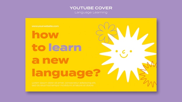 Modèle De Couverture Youtube Pour Les Cours D'apprentissage Des Langues