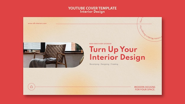 PSD gratuit modèle de couverture youtube pour la décoration intérieure