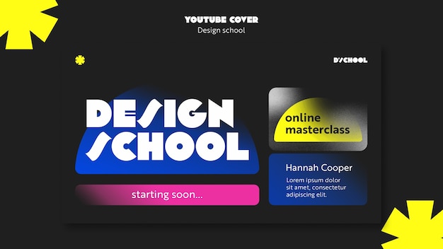 PSD gratuit modèle de couverture youtube pour école de design graphique et cours