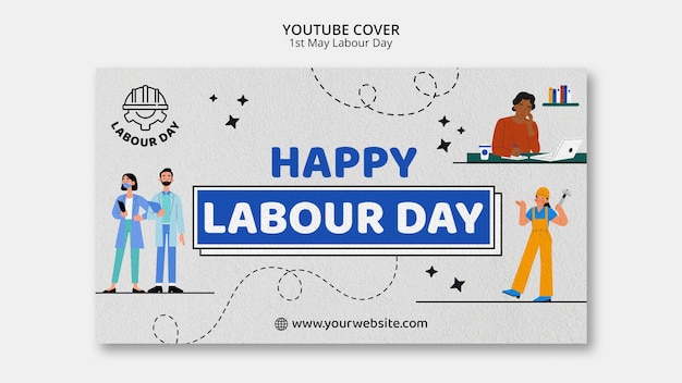 PSD gratuit modèle de couverture youtube pour la fête du travail