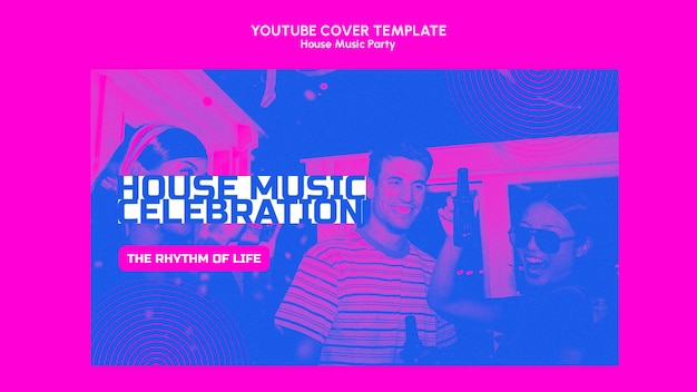 PSD gratuit modèle de couverture youtube pour une fête de musique house