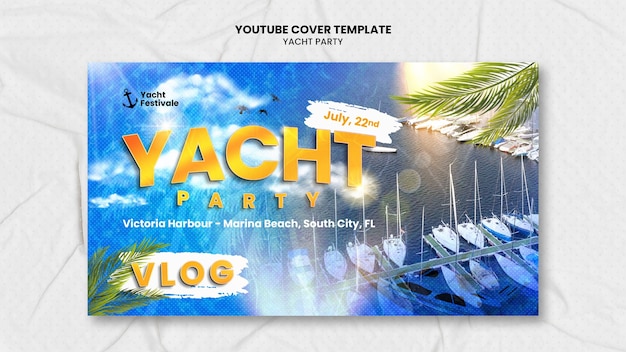 Modèle de couverture YouTube pour une fête de yacht