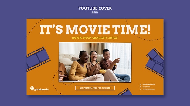 PSD gratuit modèle de couverture youtube pour films et cinéma