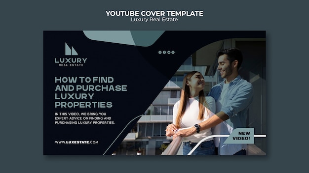 PSD gratuit modèle de couverture youtube pour l'immobilier de luxe