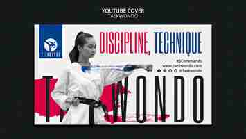 PSD gratuit modèle de couverture youtube pour la pratique du taekwondo