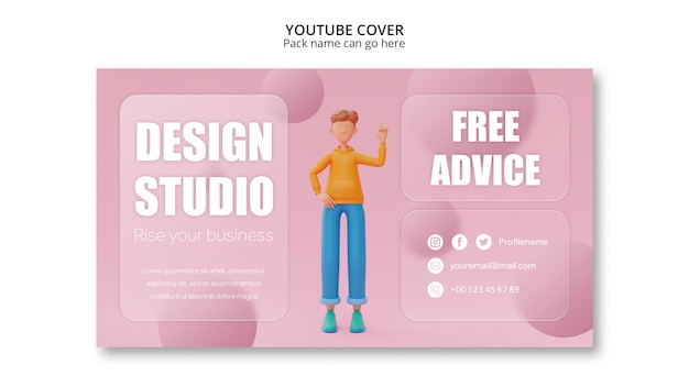 PSD gratuit modèle de couverture youtube pour la profession de graphiste