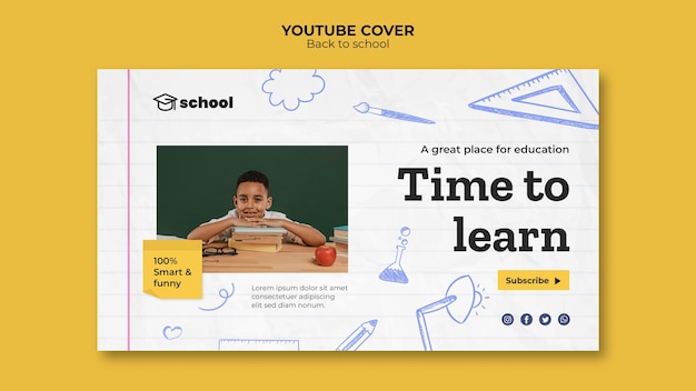 PSD gratuit modèle de couverture youtube pour la rentrée scolaire