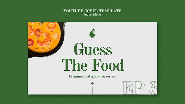 PSD gratuit modèle de couverture youtube pour restaurant de cuisine indienne et entreprise