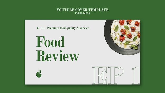 PSD gratuit modèle de couverture youtube pour restaurant de cuisine indienne et entreprise