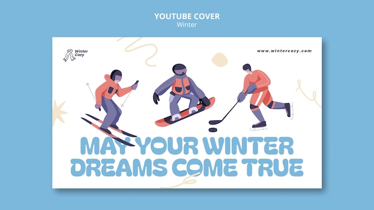 PSD gratuit modèle de couverture youtube pour la saison d'hiver
