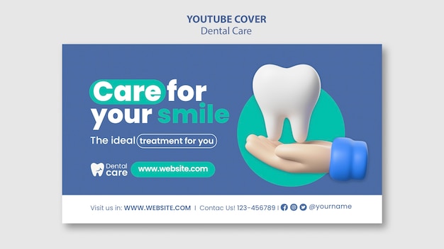 PSD gratuit modèle de couverture youtube pour les soins dentaires