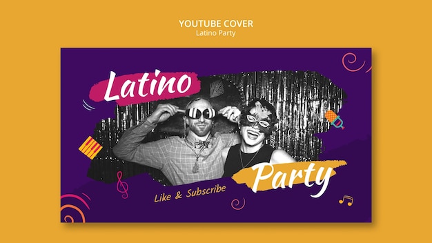PSD gratuit modèle de couverture youtube pour une soirée latino