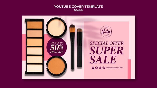 Modèle de couverture youtube pour la vente de cosmétiques