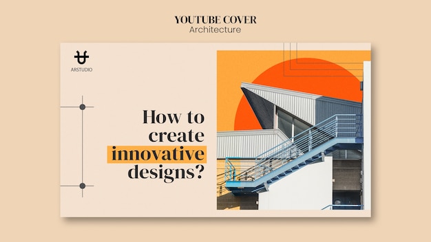 PSD gratuit modèle de couverture youtube de projet d'architecture