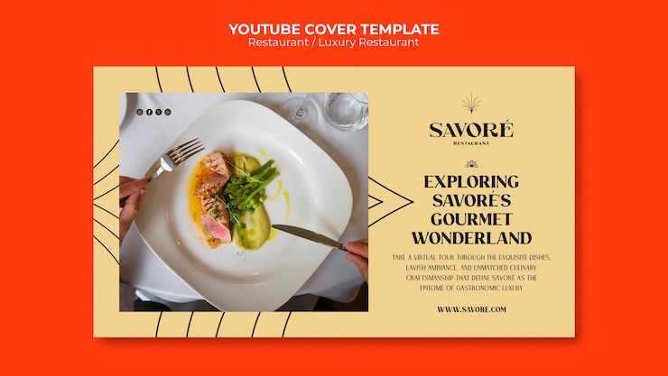 PSD gratuit modèle de couverture youtube d'un restaurant de nourriture délicieuse