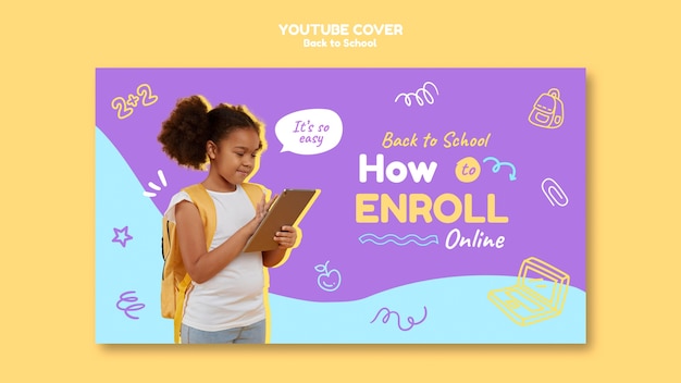 Modèle de couverture youtube de retour à l'école