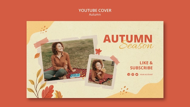 PSD gratuit modèle de couverture youtube de la saison d'automne