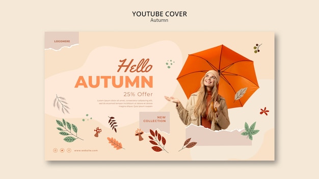 PSD gratuit modèle de couverture youtube de la saison d'automne